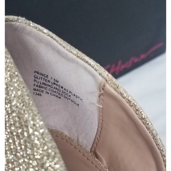 Betsey Johnson Sz. 7.5 Prince Gold Metallic Bow Front Pointed Toe Stiletto - Picture 6 of 7